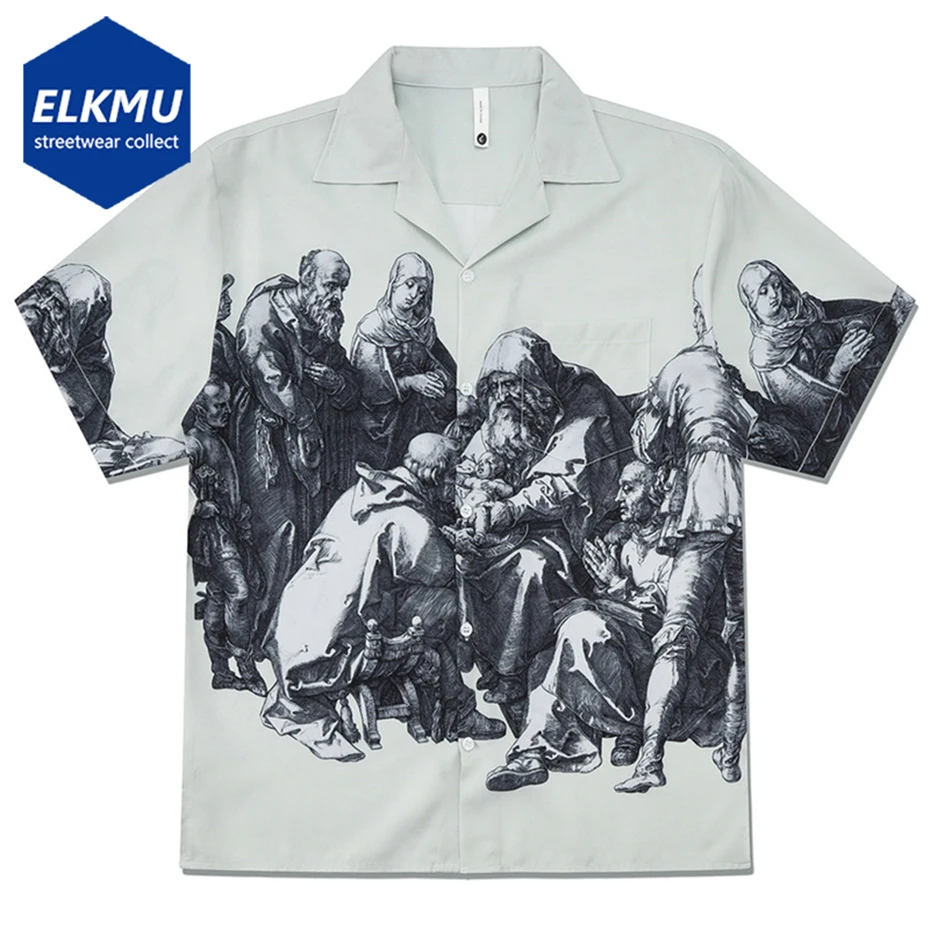 Camicie vintage da uomo estate allentata casual manica corta abbottonata camicetta Hip Hop Harajuku camicie streetwear oversize 2025