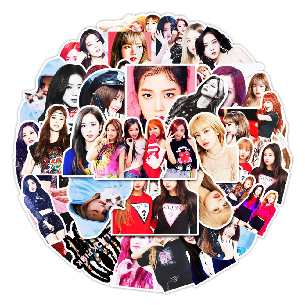 50 個新ブラックピンクポップ韓国ガールグループステッカー荷物のラップトップ iPad スケートボードギター電話ケースステッカー