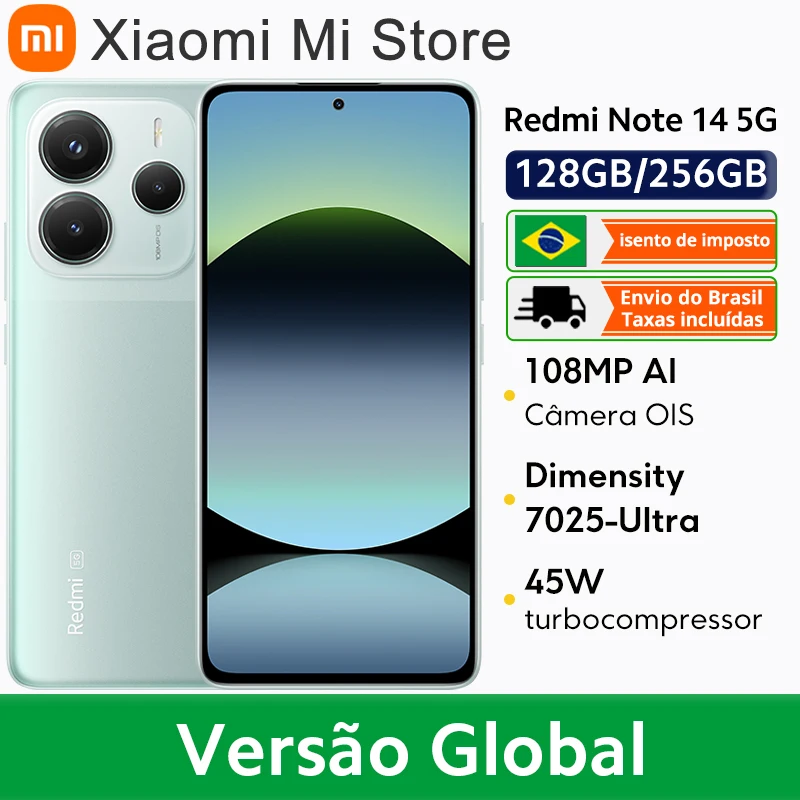 [World Premiere] Xiaomi Redmi Note 14 5G Global Version NFC Smartphone MTK Dimensity 7025-Ultra 108MP Camera 45W Turbo Charging