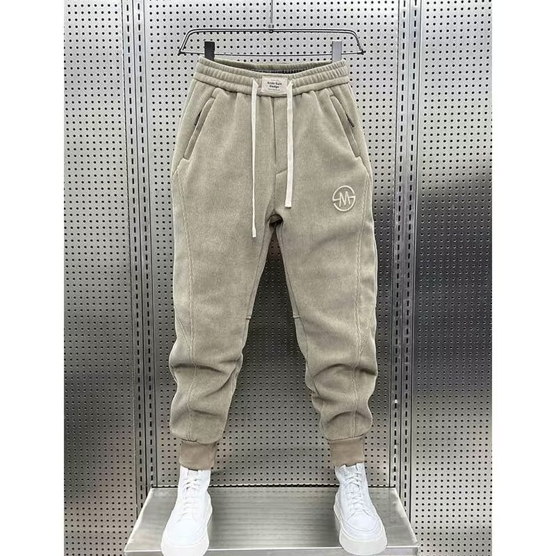 2024 moda velo sweatpants solto harem calças com cintura elástica para homens outono inverno casual corredores calças de veludo para homem