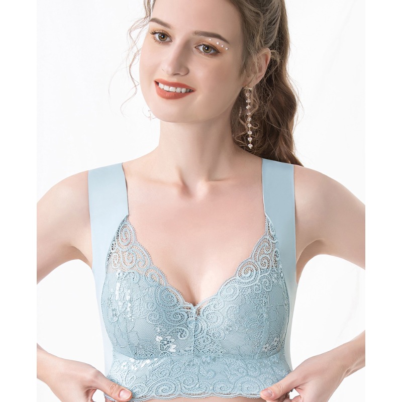Novo sutiã de renda feminino trackless esportes sutiã fino respirável macio e confortável casual sem underwire sutiã com decote em v