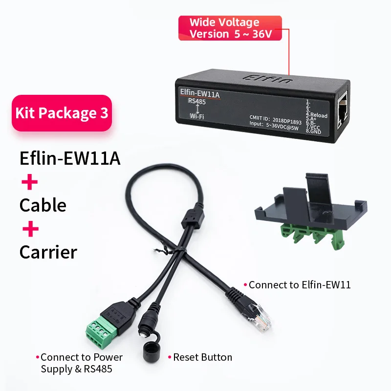 Elfin-EW11A Последовательный порт RS485 в Wi-Fi Сервер последовательных устройств Поддержка TCP/IP Telnet Modbus TCP Протокол IOT Преобразователь передачи данных