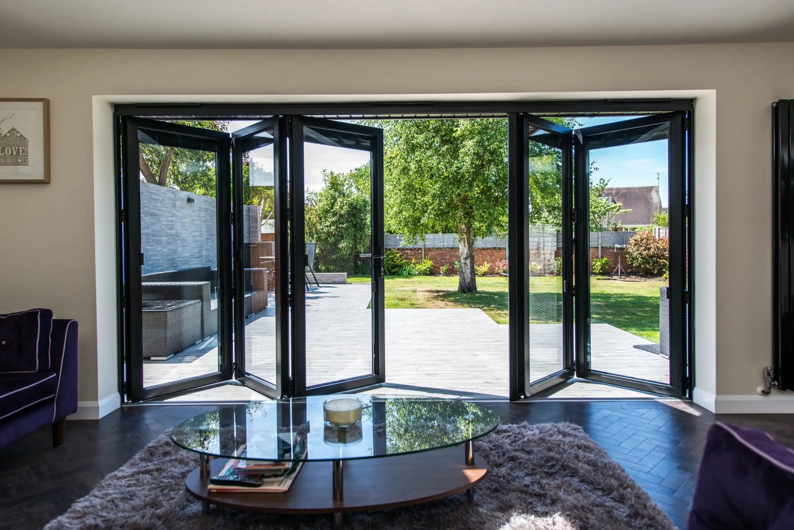 Veranda esterna moderna personalizzata Porta pieghevole grande Porta bifold a fisarmonica a doppio vetro temperato panoramico in alluminio temperato