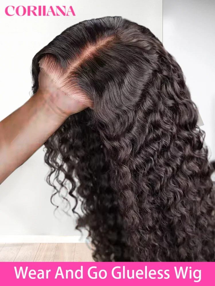 250 Density Wear And Go Deep Wave Glueless Wig Human Hair For Women 7x5 13x6 Hd Frontal Curly Lace Front Wigs On Clearance Sale