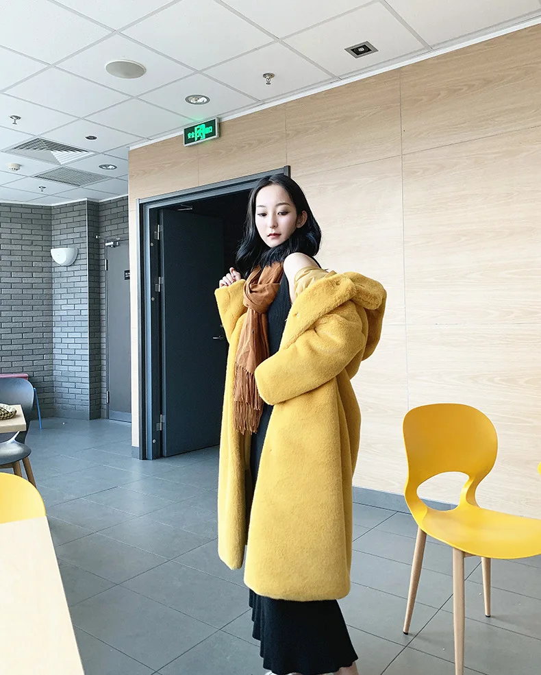 Herbst Und Winter Neue Koreanische Version Von Nachahmung Nerz Pelz Verdickt Lose Plüsch Dump Cap Jacke Weibliche Lange Tops