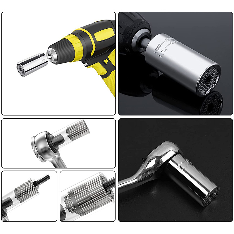 Llave dinamométrica Universal, taladro eléctrico, casquillo de trinquete, llave mágica, herramientas manuales múltiples, juego de cabezales de 7-19mm, funda de enchufe