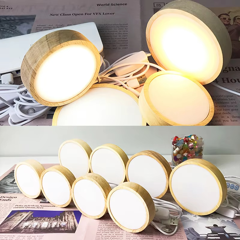 Base de luz de madera de 6cm, luz LED de madera, soporte de exhibición giratorio, soporte de lámpara, Base de lámpara, adorno artístico