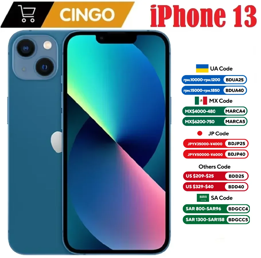 Original iPhone 13 128GB/256GB ROM Unlocked A15 Chip IOS 5G Smartphone Face ID 6.1" OLED Screen  iphone 13 cellphone