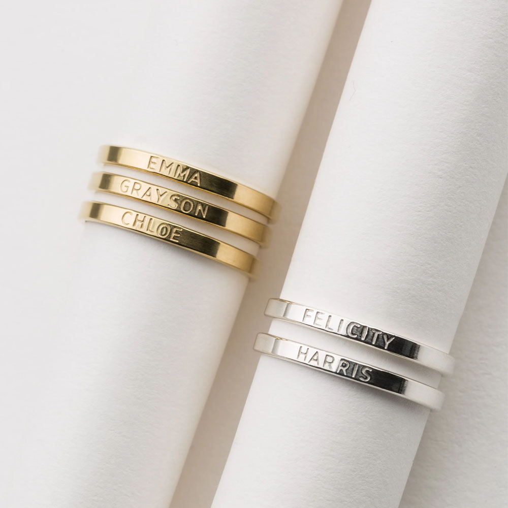COOLTIME Personalisierter individueller Ring für Damen und Herren, Edelstahl, zierliche Gravur, Namen, Eheringe für Liebhaber