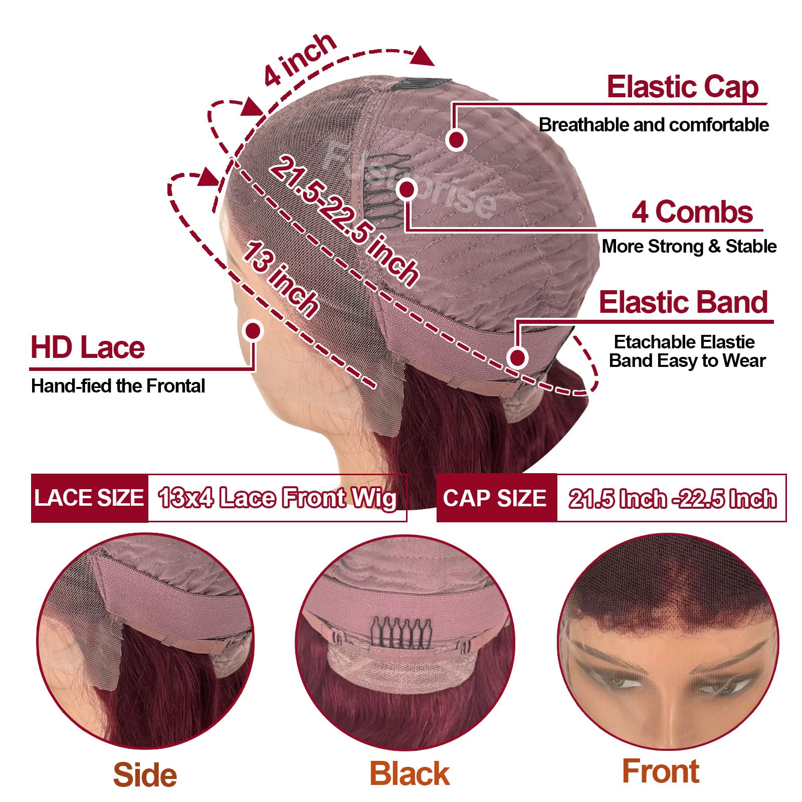 ブラジルのナチュラルヘアウィッグ,ストレートヘア,HD,事前に抜いたヘアライン,13x4, 150%,新品