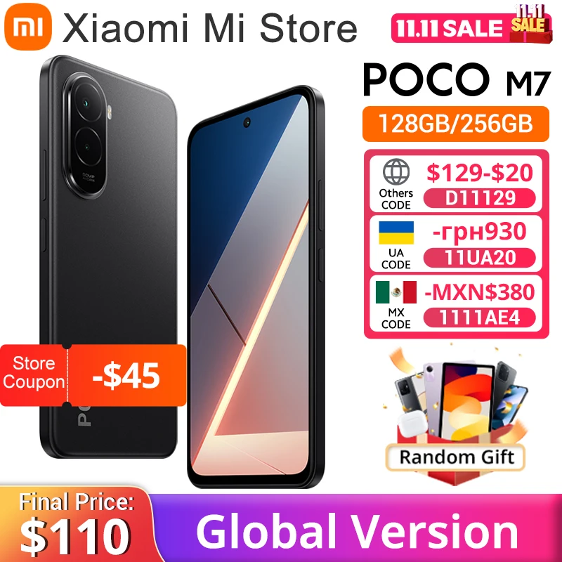 Global Version POCO M7 Snapdragon 685 Smartphone Immersive 6.9" 144Hz FHD+ Display 7000mAh battery 33W Charging NFC