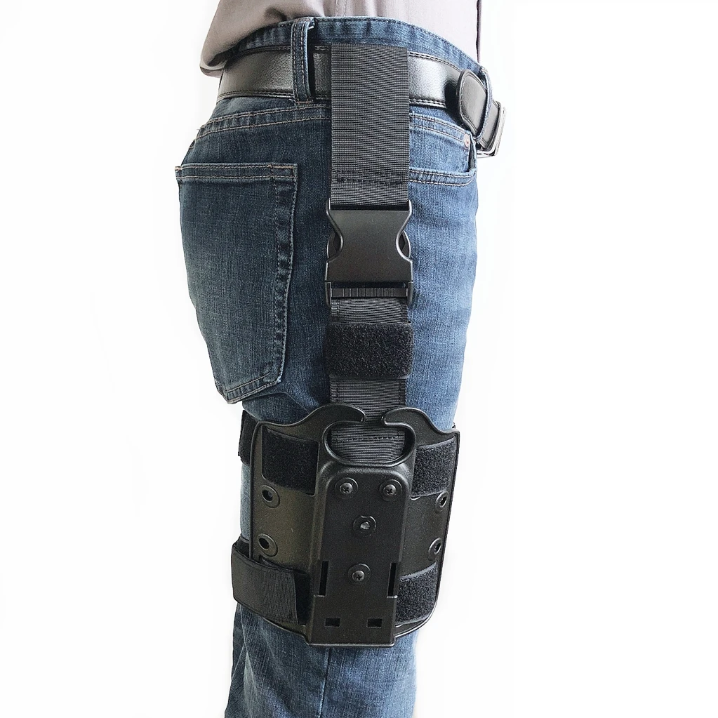 Tactical Leg Gun Holster Platform for Glock 17 19 Beretta M9 Sig P226 Airsoft Drop Thigh Pistol Case Paddle Adapter for Hunting