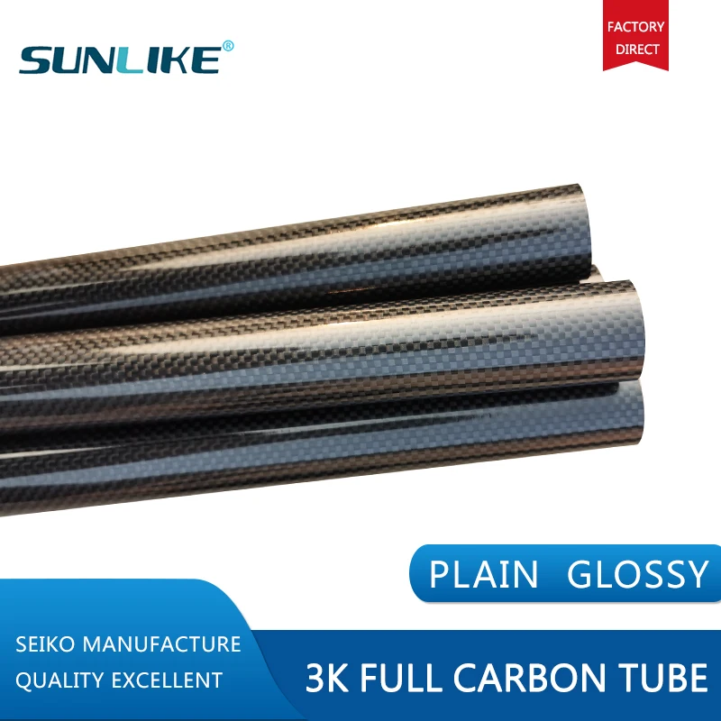 2 Chiếc 3K Đồng Bằng Bề Mặt Bóng Sợi Carbon Chiều Dài Ống 500Mm OD 12Mm 14Mm 16Mm 18Mm 22Mm 24Mm 26Mm 28Mm 30Mm 35Mm Cacbon Ống