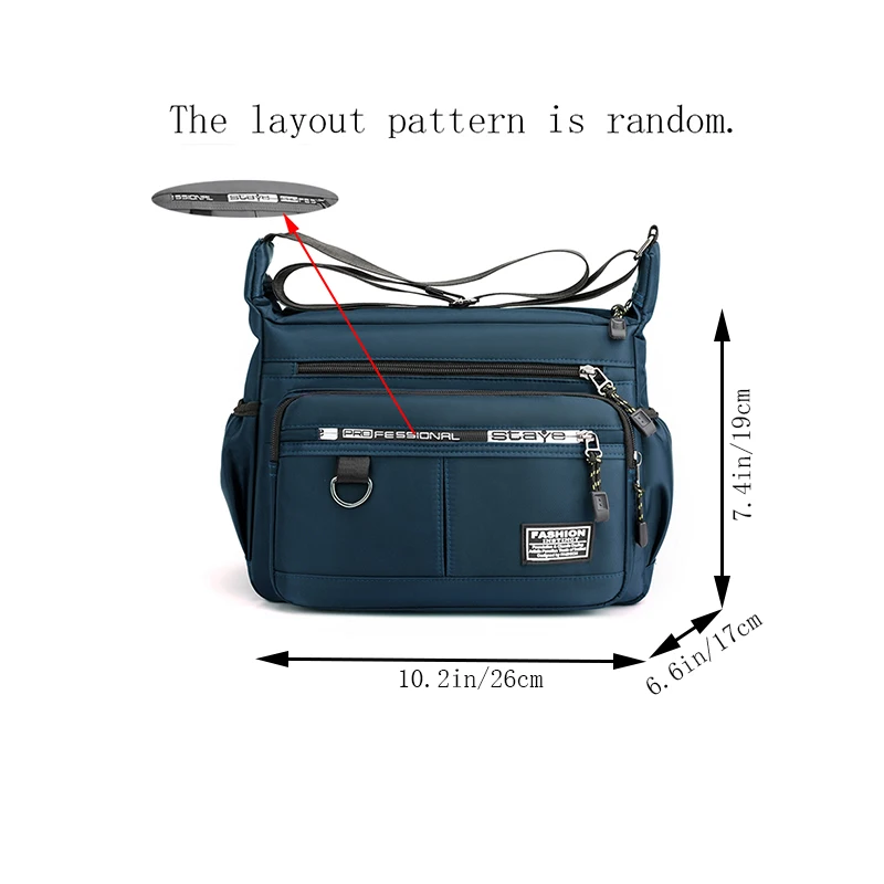 Borsa business monospalla da uomo, adatta per viaggi d'affari e lavoro, realizzata in materiale di nylon, con tracolla singola.