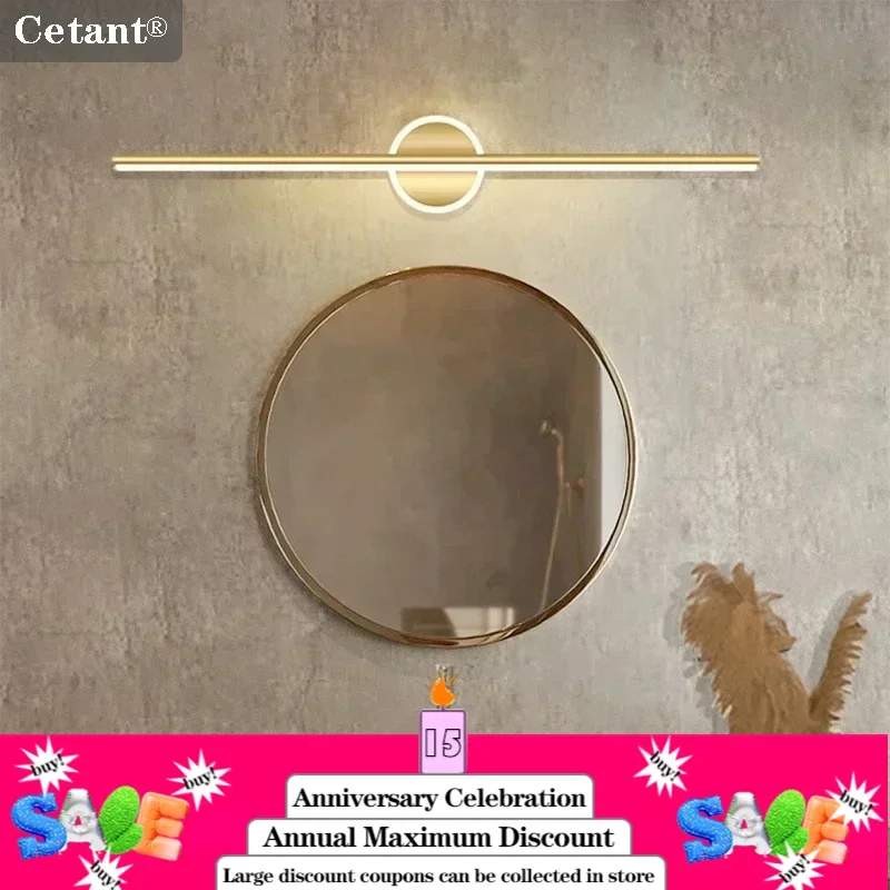 Lámpara de pared LED moderna, luz de espejo de 40/60cm, baño, inodoro, tira larga de oro negro, decoración del hogar, lámparas de iluminación Led brillantes