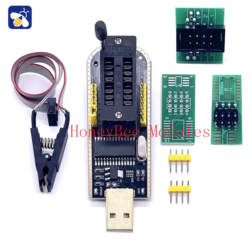 Adaptador de programador CH341B + adaptador SOIC8 + clip SOP8 con cable + adaptador de 1,8 V EEPROM Flash BIOS USB electrónica