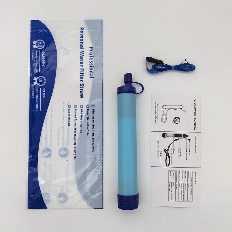Filtro de água ao ar livre deserto filtro de água pessoal palha equipamento de sobrevivência de emergência acampamento caminhadas montanhismo mochila