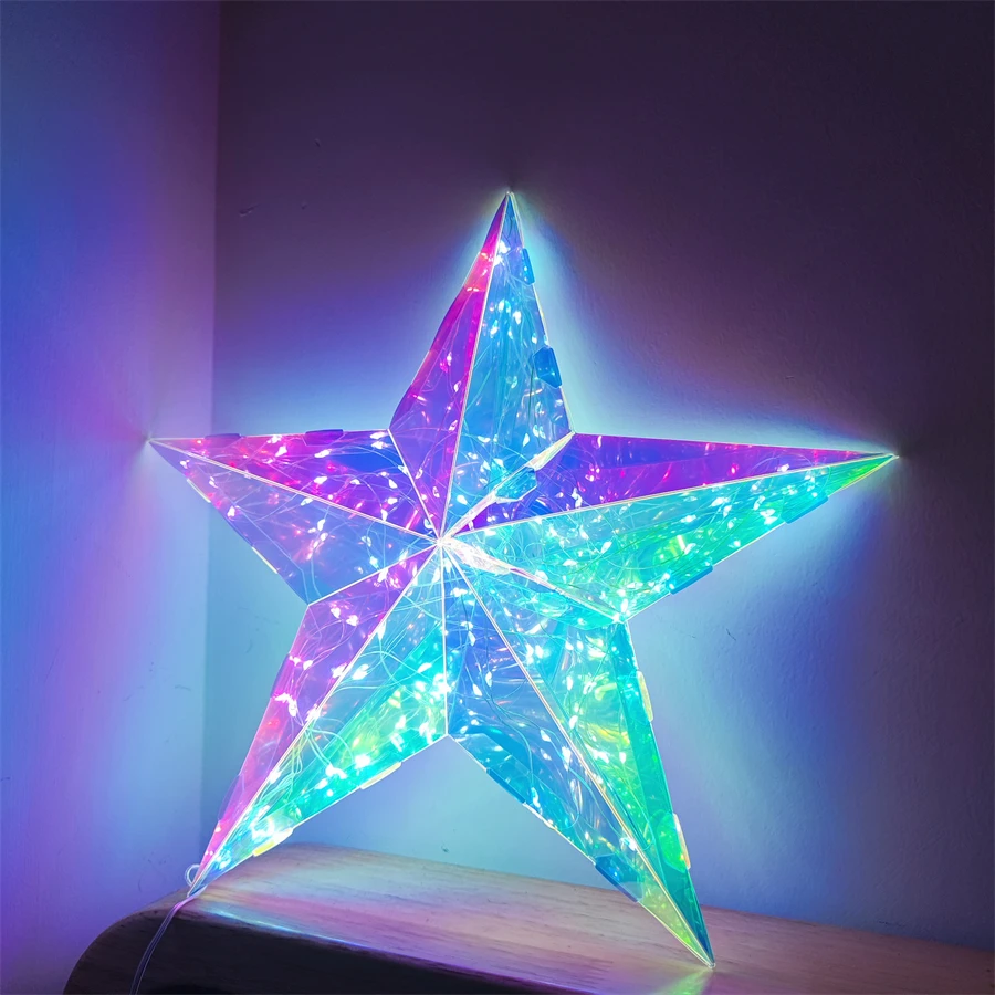 Luminous ประดิษฐ์ LED โคมไฟตกแต่ง FIVE-pointed Star Iridescent USB แขวนปาร์ตี้ Xmas ตกแต่งเพดานในร่ม