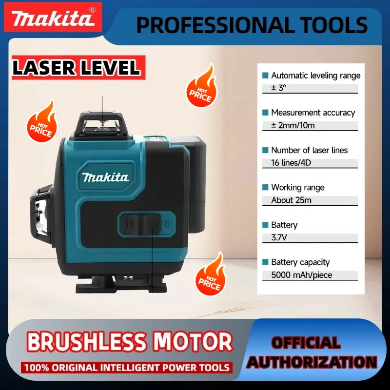 HOT Makita16-Line 360 Horizontal Vertical Cross Level High-Precision Green Light Laser High-Precision Wall-Mounted PortableTool