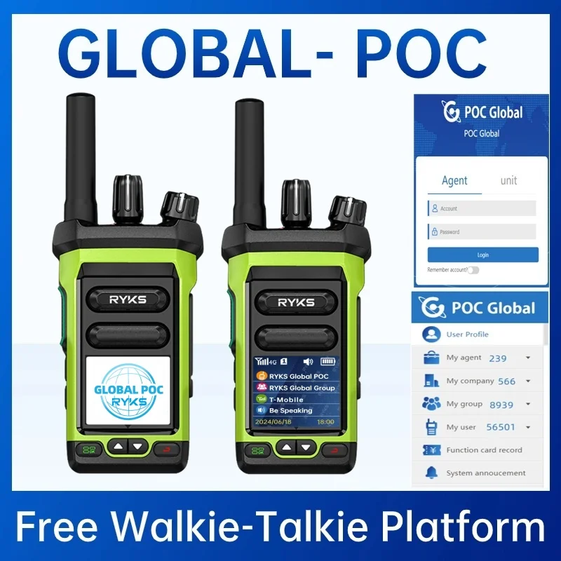 rugged 4g two-way radio ptt walkie-talkie sim card poc radio poc walkie talkie long range 5000km pair