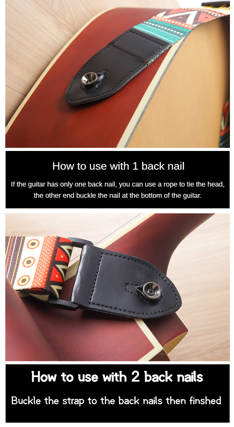 1pc Ukulele Extra Wide Acoustic Guitar Strap Leather Belt Adjustable Shoulder Strap Artistic Print for Wood Guitar Electric Bass