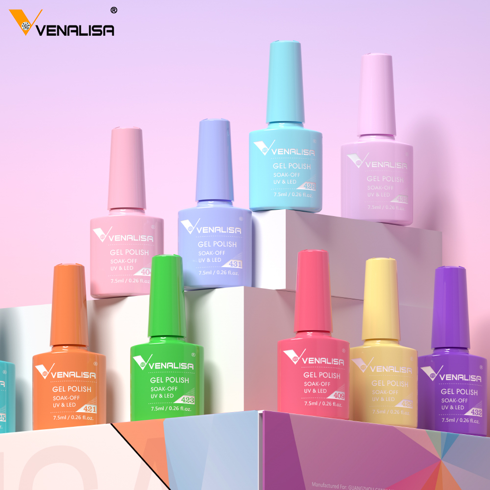 VENALISA Gel Móng Tay Ba Lan Bán Thường Trực Gellack Móng Tay Nghệ Thuật Salon 120 Màu Sắc Lấp Lánh 7.5Ml Ngâm Tắt Hữu Cơ UV LED gel Móng Tay Họa Tiết