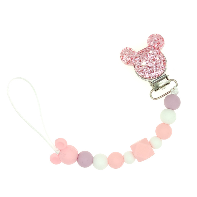 Baby Pacifier คลิปโซ่ซิลิโคนลูกปัดยางกัดของเล่น Dummy ผู้ถือ Pacifier CHAIN ของขวัญ