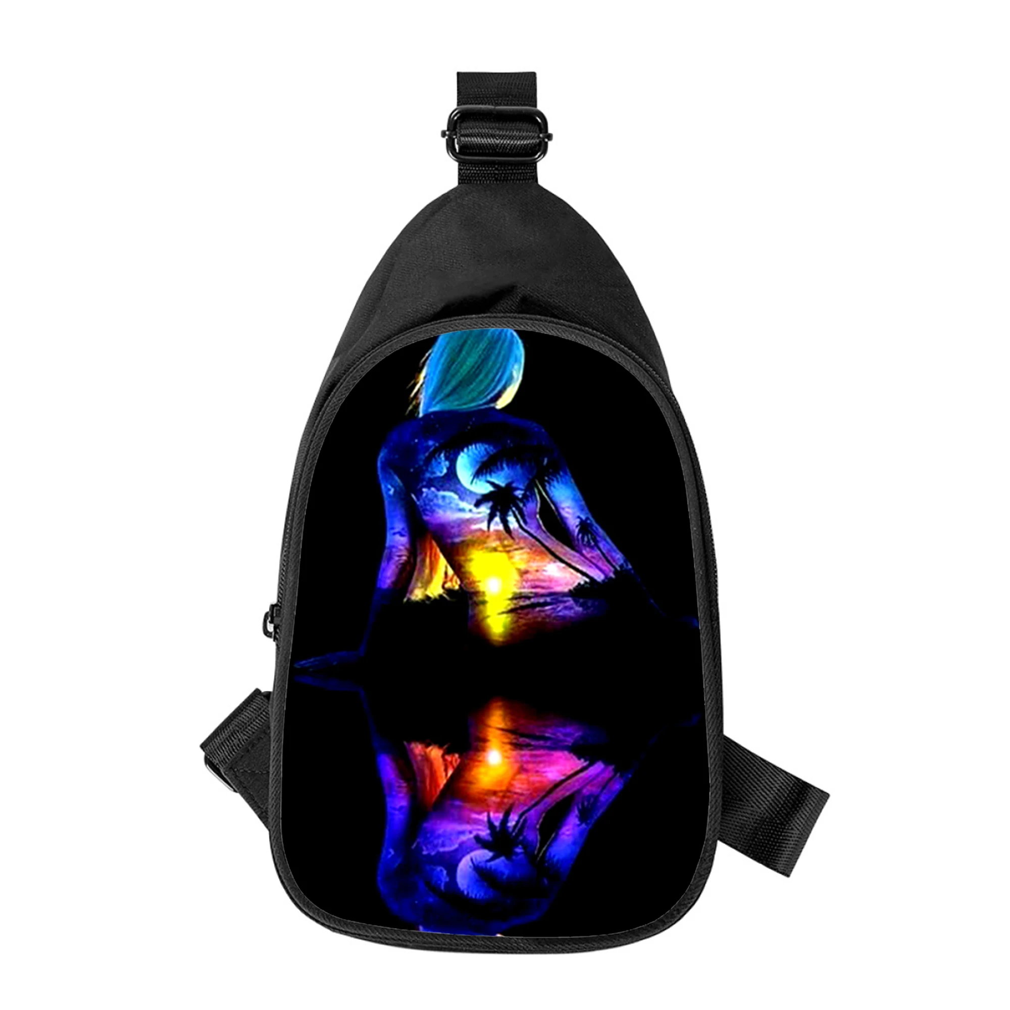 Persönlichkeit Kunst Mädchen 3D-Druck neue Männer Kreuz Brusttasche diagonal Frauen Umhängetasche Ehemann Schule Taille Pack männliche Brust Pack