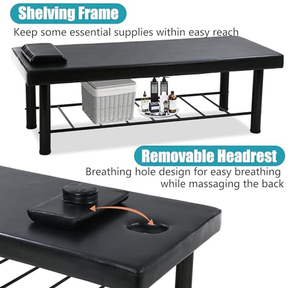 Hydrolysis-Resistant Spa Bed with 4-Inch Thick High Rebound Sponge Removable Headrest Shelving Frame Stable Load-Bearing System