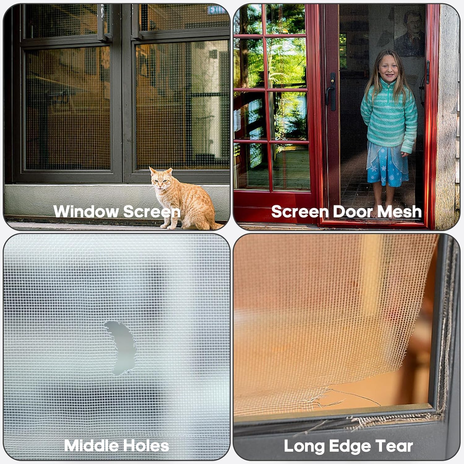 윈도우 스크린 수리 키트, 블랙 윈도우 스크린 패치, 빠른 수리 키트, 메쉬 스크린 문짝, 강력한 접착 유리 섬유 테이프, 10 개