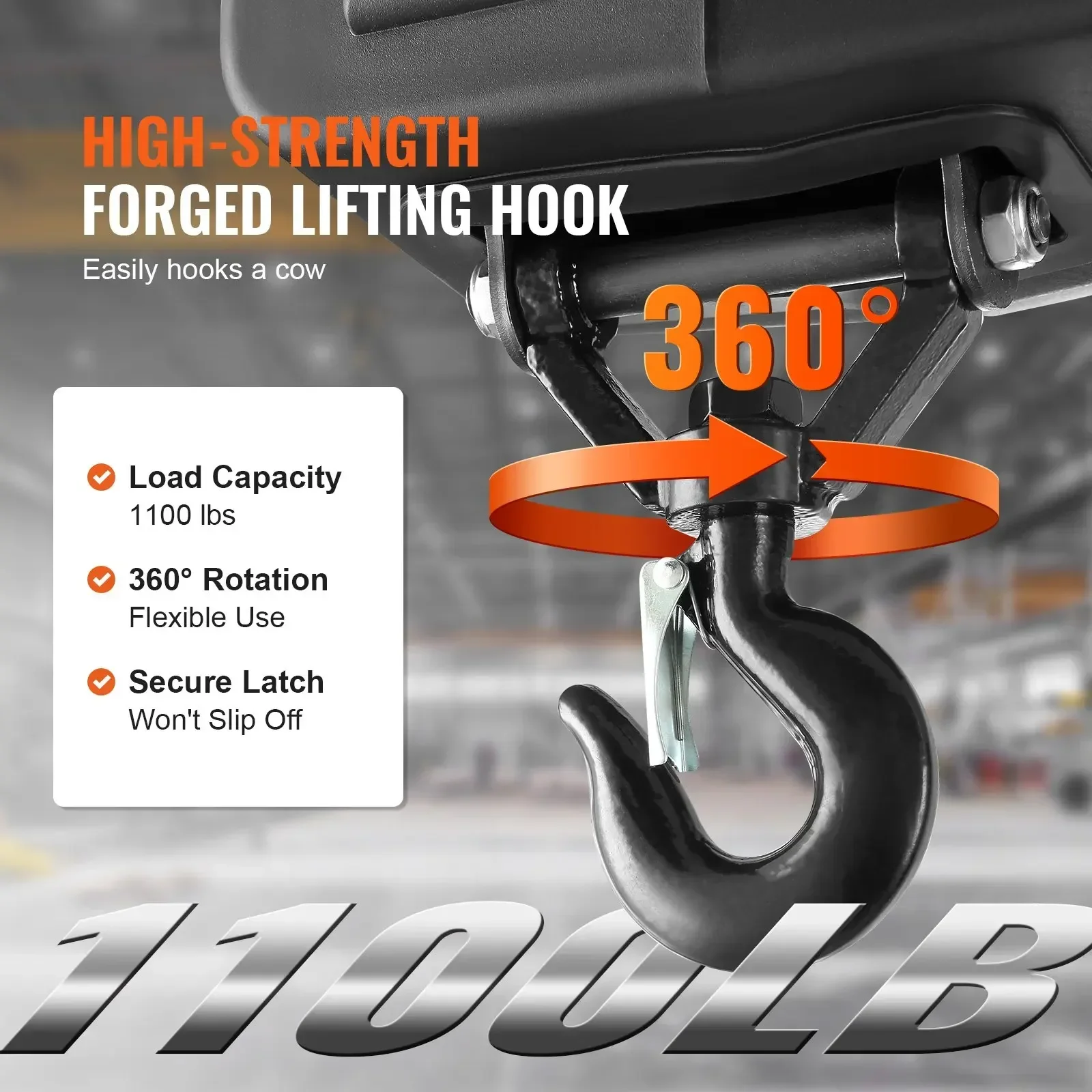 VEVOR 1100lbs1500W 3-in-1Electric Hoist Winch Portable Power Winch Crane with Wired/Wireless Remote Control for Overload Protect