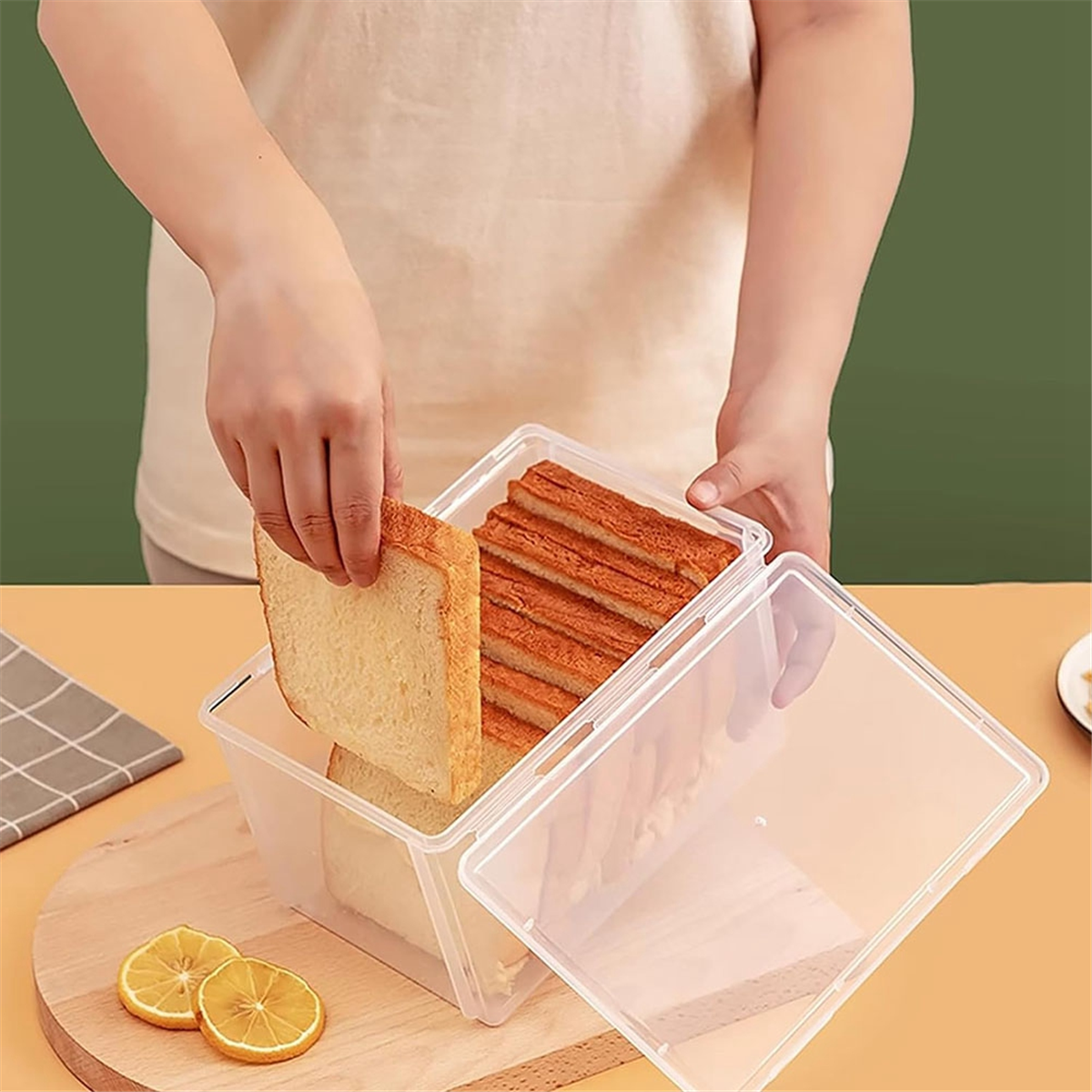 Kotak Penyimpanan Roti Wadah Penyimpanan Roti Kedap Udara Kotak Roti Plastik Dapat Digunakan Kembali Kue Roti Bening Dispenser Roti Tempat Roti Segar