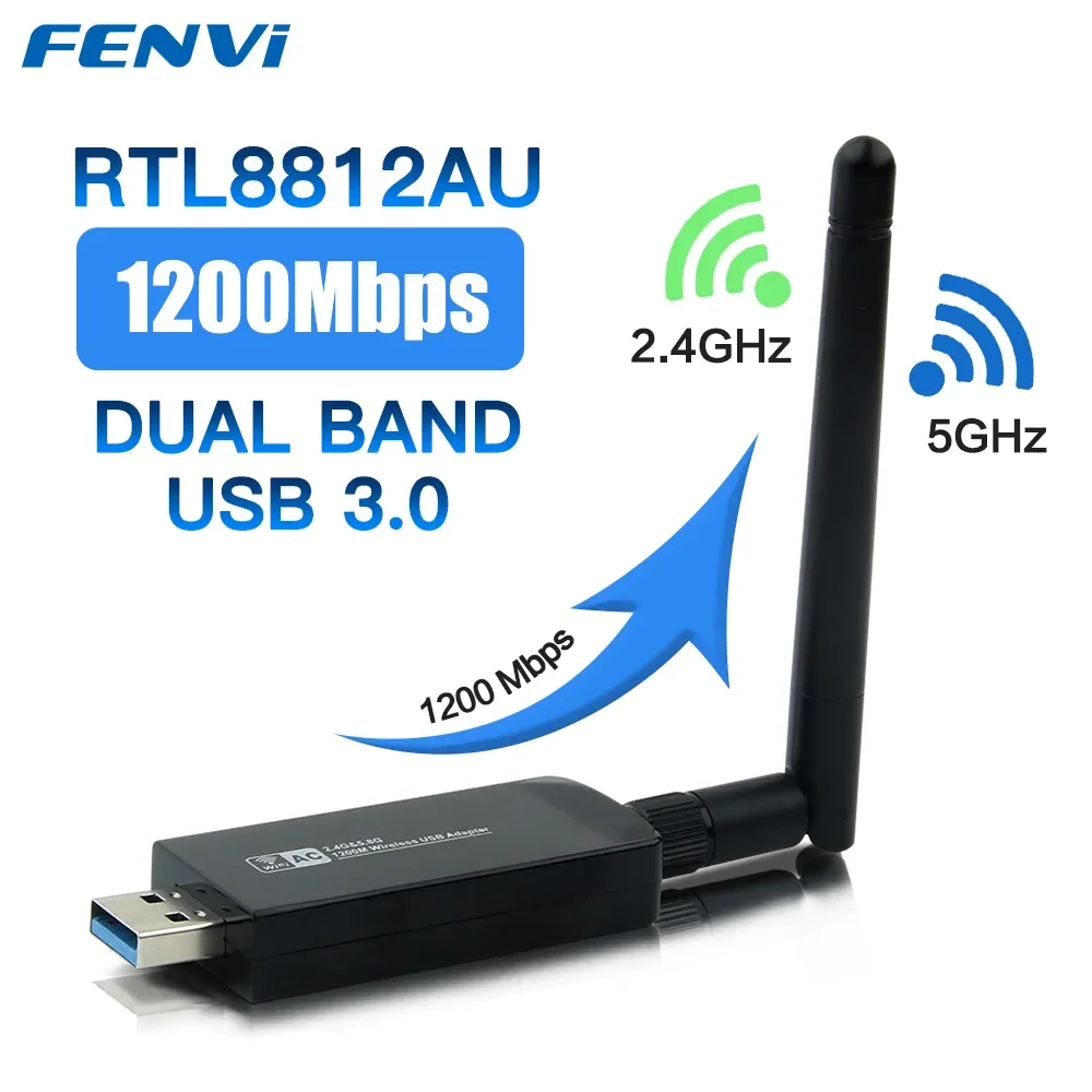 Dual Band 1200Mbps USB RTL8812AU Wireless AC1200 Wlan USB 3,0 Wifi Lan Adapter Dongle 802,11 ac Mit Antenne Für Laptop Desktop