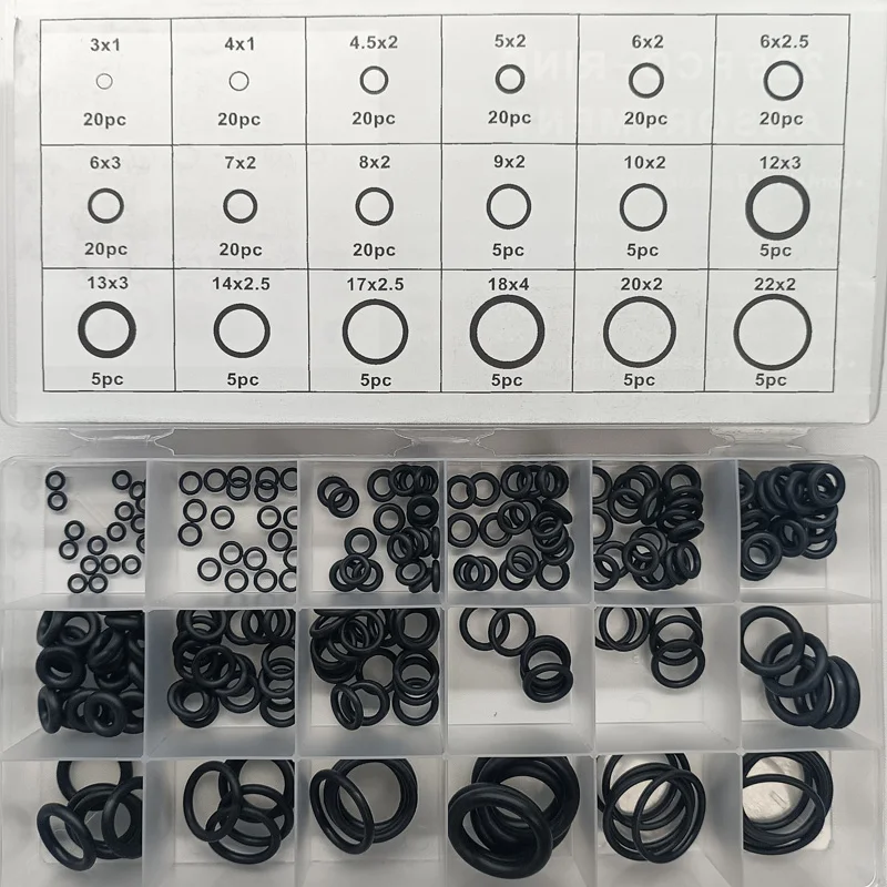 Set di guarnizioni O-ring in gomma Guarnizioni Elastici in nitrile Kit di riparazione O-ring ad alta pressione Anello elastico di tenuta O Anelli in gomma