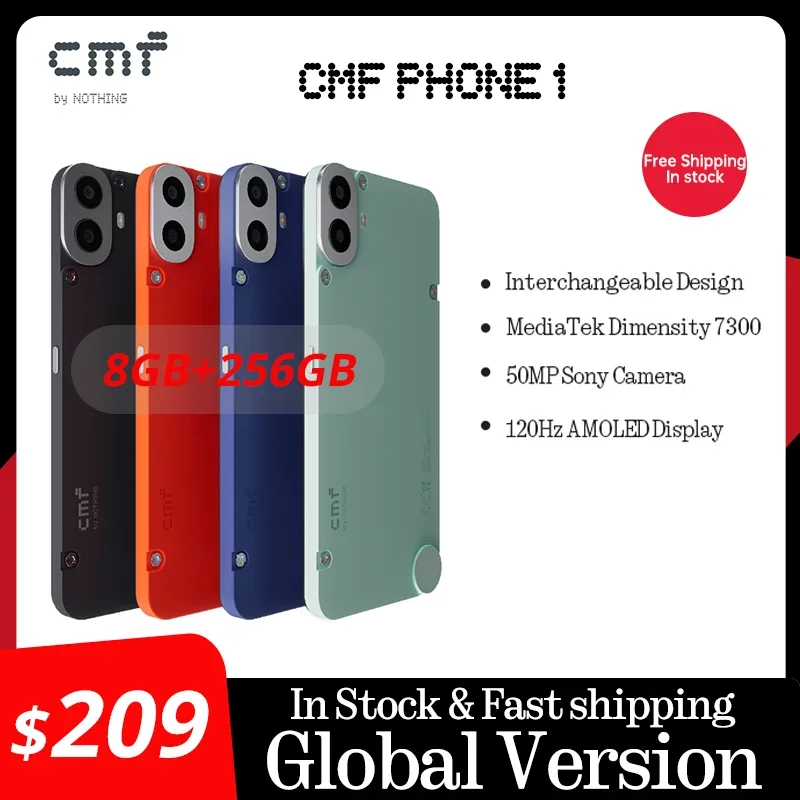 Global Version CMF Phone 1 Smartphone 6.67" 120Hz Super AMOLED Screen MTK Dimensity 7300 33W Fast Charging 50MP Camera