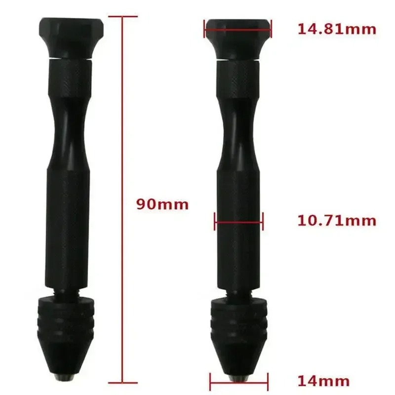 Mini ensemble d'outils avec perceuse hélicoïdale à main noire, 10 pièces, perceuse torsadée pour pâte frite, perçage du bois, outils rotatifs pour trous de bois