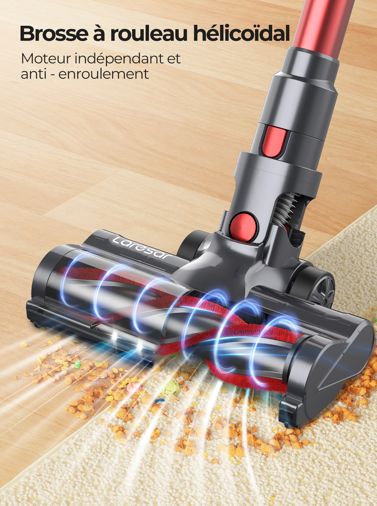 LARESAR-Aspirateur sans fil V8 pour voiture, appareil ménager sans fil, batterie perfective, moteur sans balais, 60 minutes, 48Kpa, 500W, nouveau, 2024