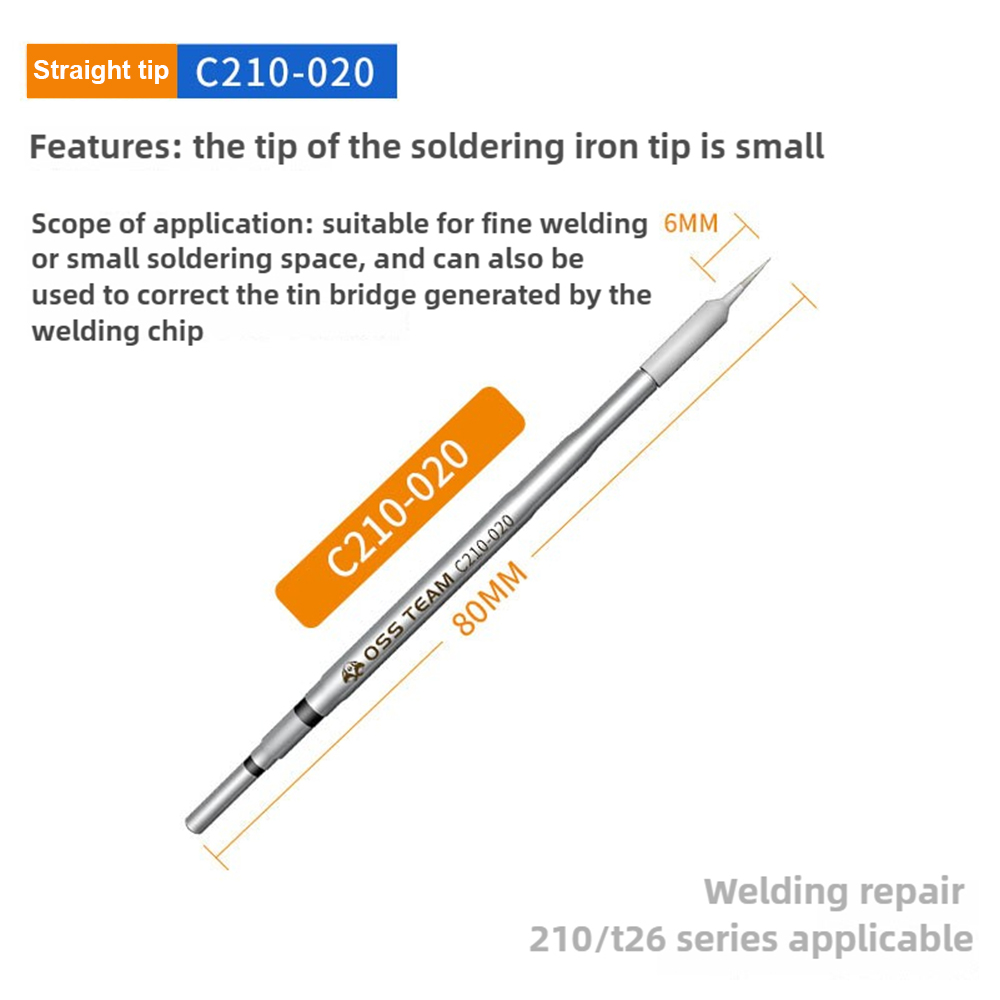 OSS C210 Soldering iron tip Precision welding tool 2S rapid heating Compatible for T90A T210 T80 HS02B Soldering iron