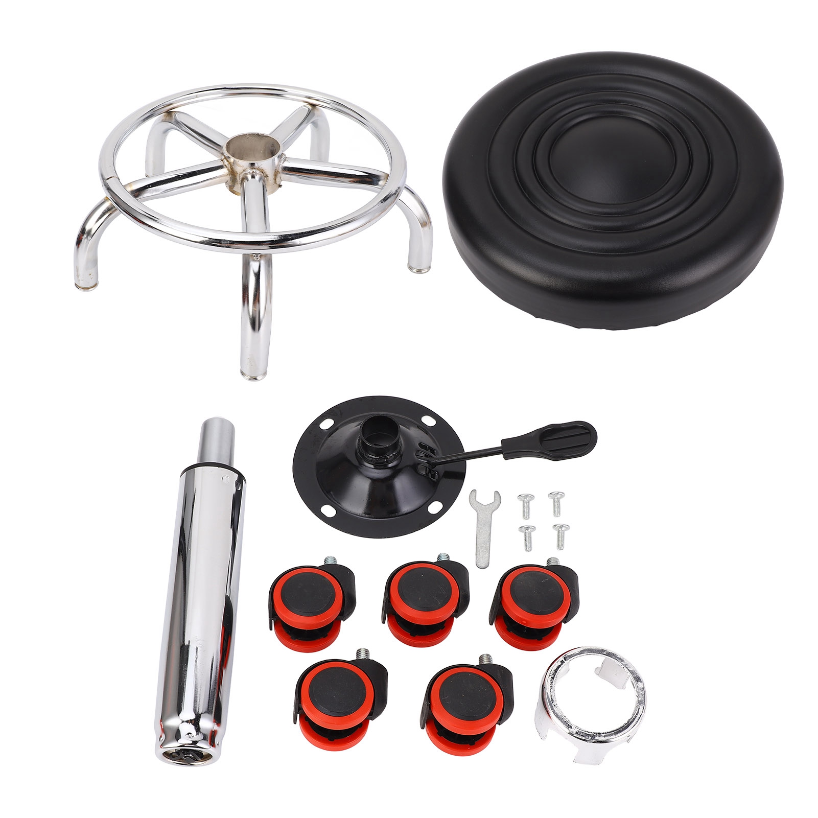 Stool Rolling Bar Stools Height Adjustable Salon Rolling Swivel Stool Tattoo Massage Spa Chair Black 5 Wheels Retro Style Design