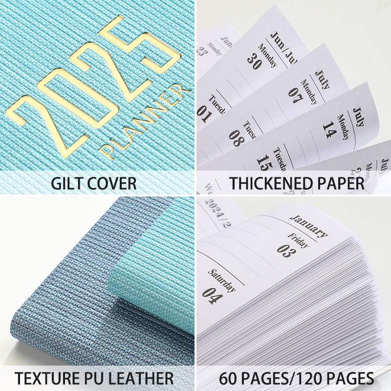 A6 2025 ポータブルプランナー 365 日耐久性のある Pu カバー毎日週間スケジュールノートブックコンパクトカレンダージャーナル学校オフィスアジェンダ