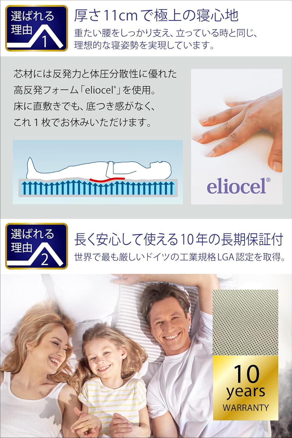 【30日間お試し対象】マニフレックス メッシュウイング 日本用 三つ折り高反発マットレス シングル ミッドグレー 厚さ11cm 硬め 【オフィス】