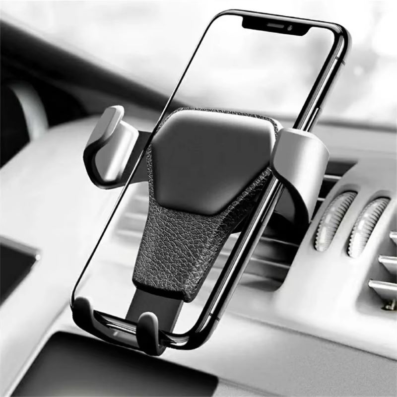 1 PC Universal Gravity Car Air Outlet Clip-On Leather Texture Mobile Phone Holder