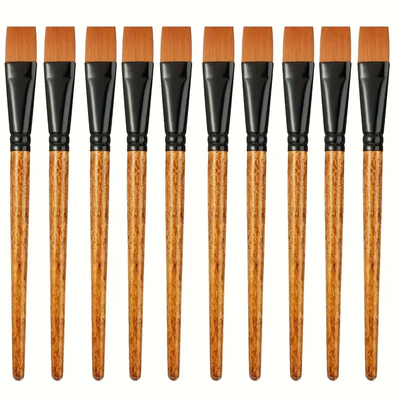 Juego de pinceles planos de pintura Premium, 5/10 Uds., pinceles versátiles de nailon sintético para acuarela, acrílico, pintura al óleo y arte corporal