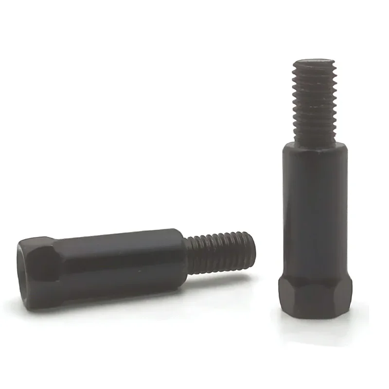 Longer Extension Black Motorcycle Rear Mirror Adapters M8 8mm M10 10mm Anti clockwise Right Left Hand Thread Changing Screw