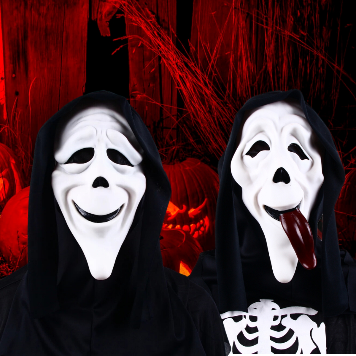 Filme realista assustador máscara fantasma halloween assustador diabo máscara vara língua para fora capacete horror demônio cosplay festa traje adereços