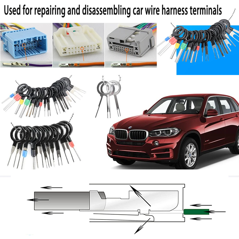 41 ferramentas gerais de desmontagem e reparo de terminal de motores, extrator de conector de plugue de fio, reparo e desmontagem manual de terminal de carro