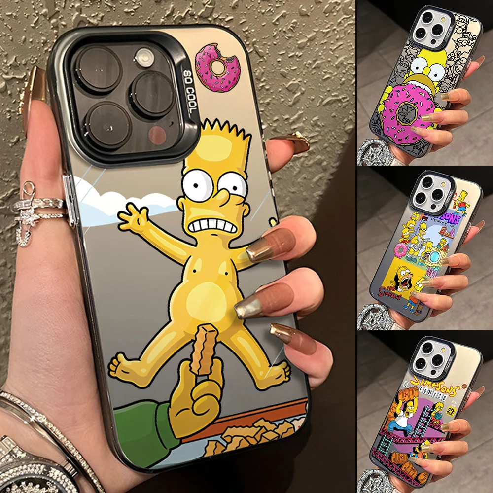 Casing ponsel kartun Simpsons, pelindung keras perak untuk Samsung Galaxy A72 A55 A54 A53 A52 A51 A33 A32 A26 A16 A14 A12 A06 4G 5G