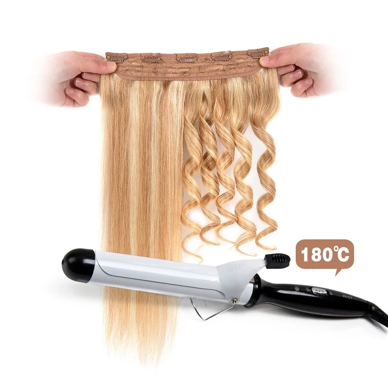Extensões de cabelo invisíveis sintéticas de 5 clipes, uma peça, longa e reta, 24 polegadas, resistente ao calor, para mulheres