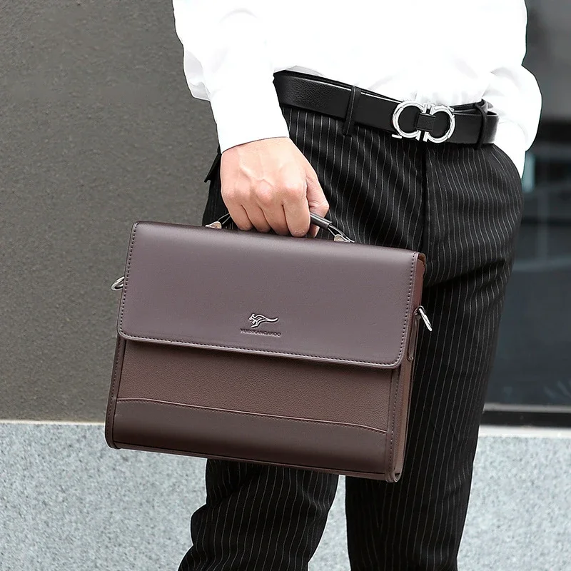 Bolso cruzado lateral cuadrado, maletines de cuero para documentos, maletines para hombres, bolso de mano de negocios de diseñador, cartera, bolso de hombro