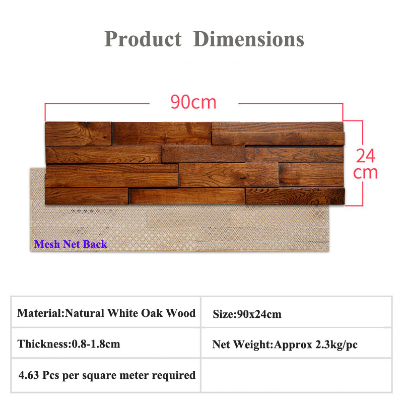 2 unids/caja paneles de pared acústicos de madera para pared Interior, 90x24cm roble blanco Natural Solid3D mosaico de madera fondo de azulejo decorativo